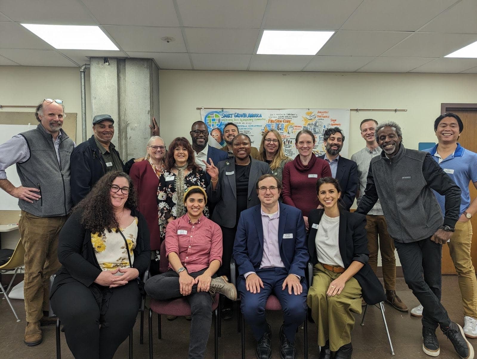 A cohort of roughly 20 participants at a convening in Pittsfiled, MA.