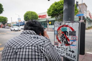 A man is taking a photo